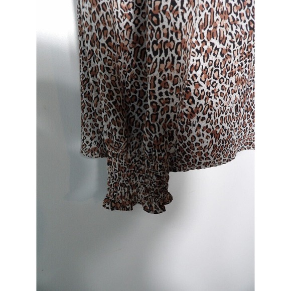 Adrianna Papell XL Blouse Top Leopard Animal Smocked Keyhole Office Career - Picture 12 of 14